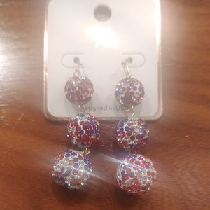 Elegant Red and Blue Dangle Earrings